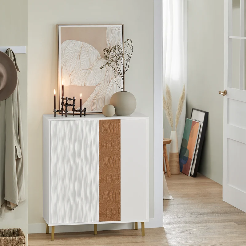 SoBuy FSB70-W Buffet Placard Armoire Multi-rangements Double Portes sur Pied