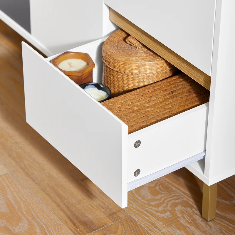 SoBuy FSB69-W Buffet Armoire Multi-Rangement Meuble de Rangement sur Pieds avec 2 Portes 3 Tiroirs