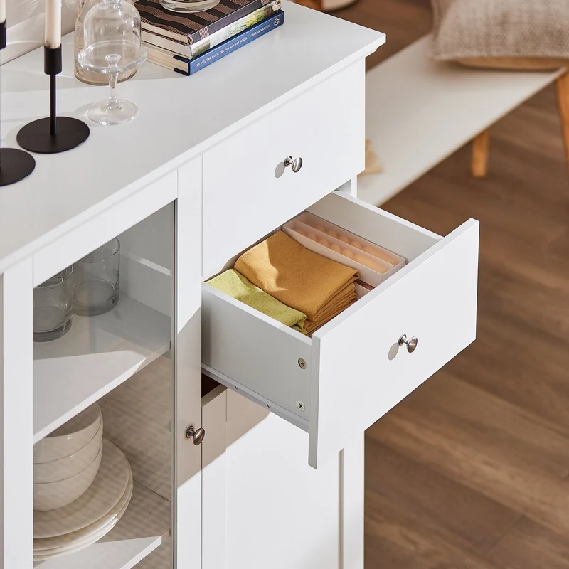 SoBuy FSB32-W Buffet Commode Armoire de Rangement Dressoir Bahut avec 2 Portes, 2 Tiroirs