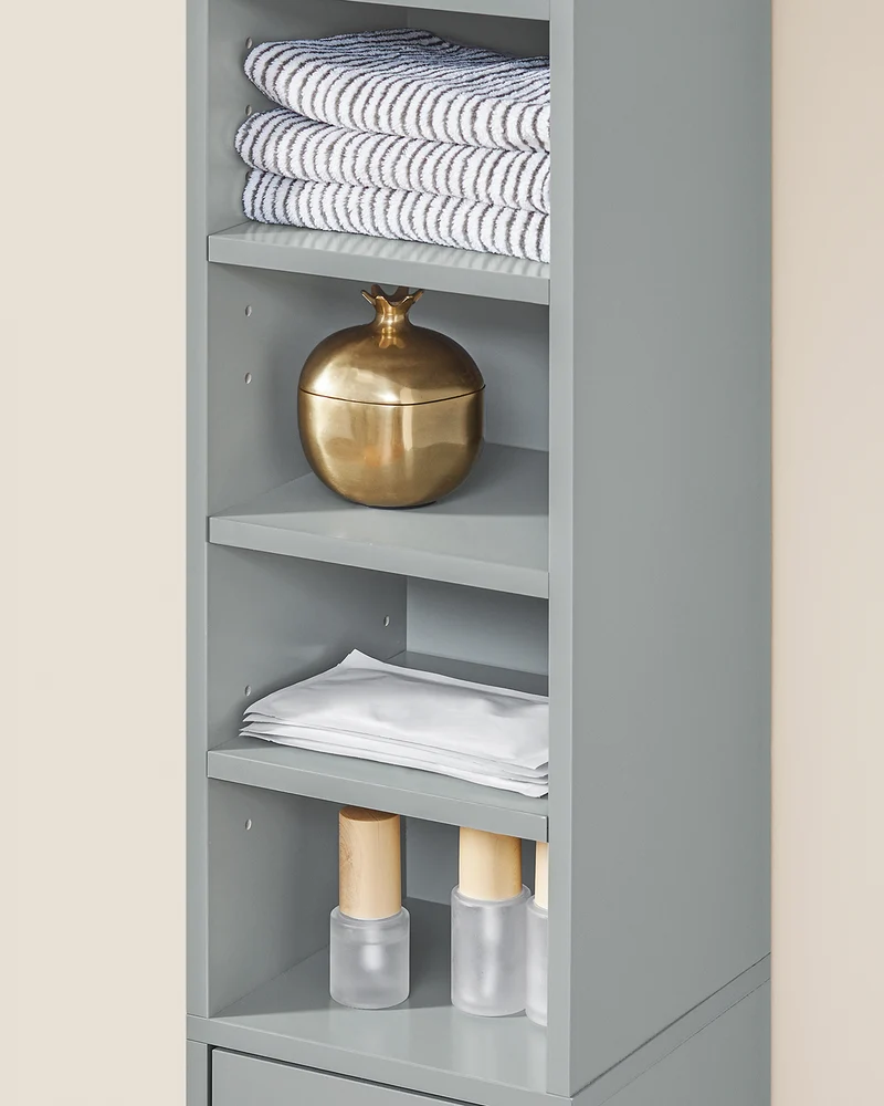 SoBuy BZR34-HG Meuble Colonne Armoire Haut de Salle de Bain avec 1 Tiroir, 2 Portes et 5 Compartiments