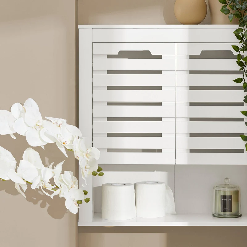 SoBuy BZR51-W Meuble Haut Armoire de Toilettes Salle de Bain Suspendue Placard Commode Murale Armoire à Pharmacie