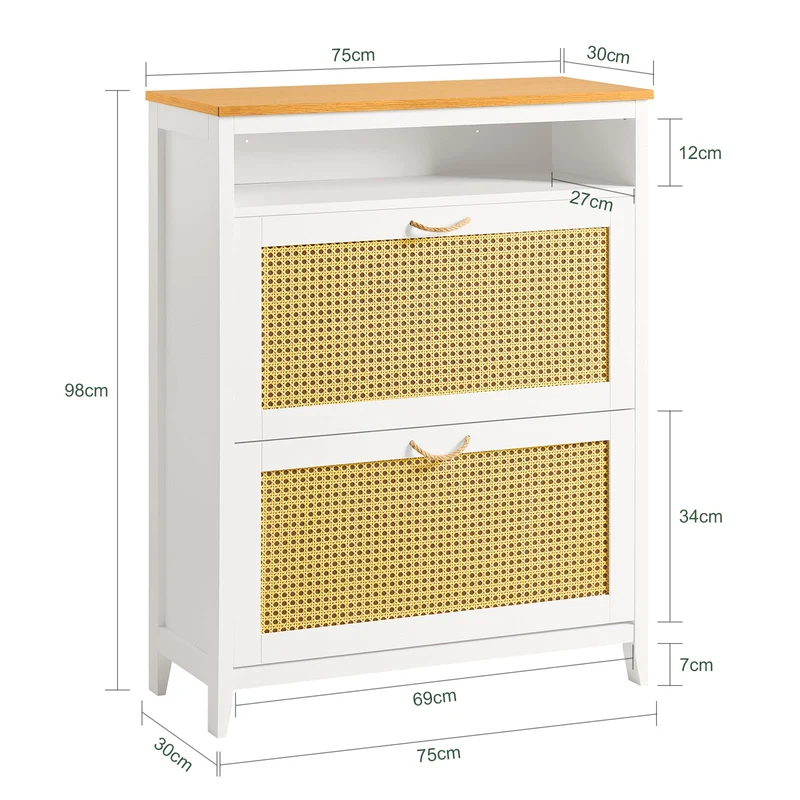 SoBuy FSR127-W Armoire à Chaussures sur Pieds, Meuble d'Entrée Rangement pour Couloir – Blanc
