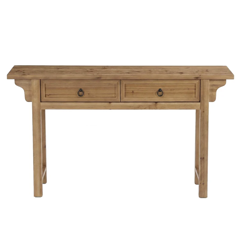 Tribesigns Console en bois massif de 160 cm avec 2 tiroirs, Table d'entrée étroite avec espace de rangement