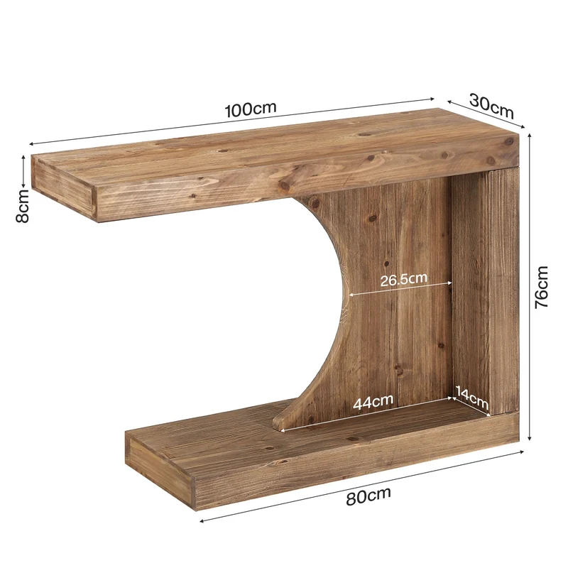 Tribesigns Console en bois massif de 100 cm, Table d'entrée moderne au design en forme de C