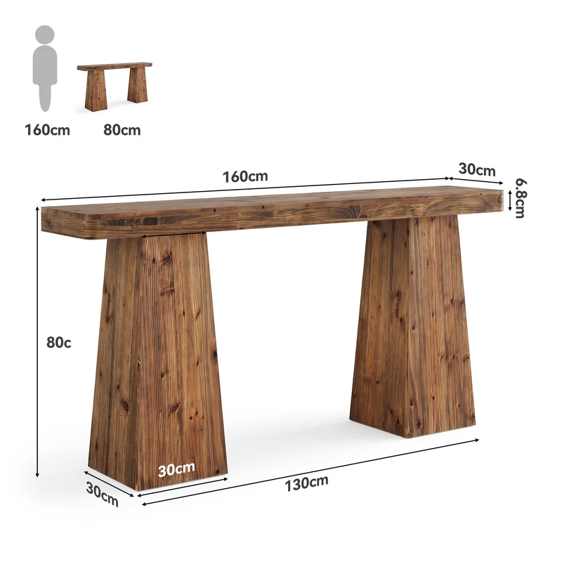 Tribesigns Console en bois massif de 160 cm, Table d'appoint étroite à placer derrière le canapé