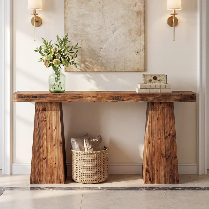 Tribesigns Console en bois massif de 160 cm, Table d'appoint étroite à placer derrière le canapé