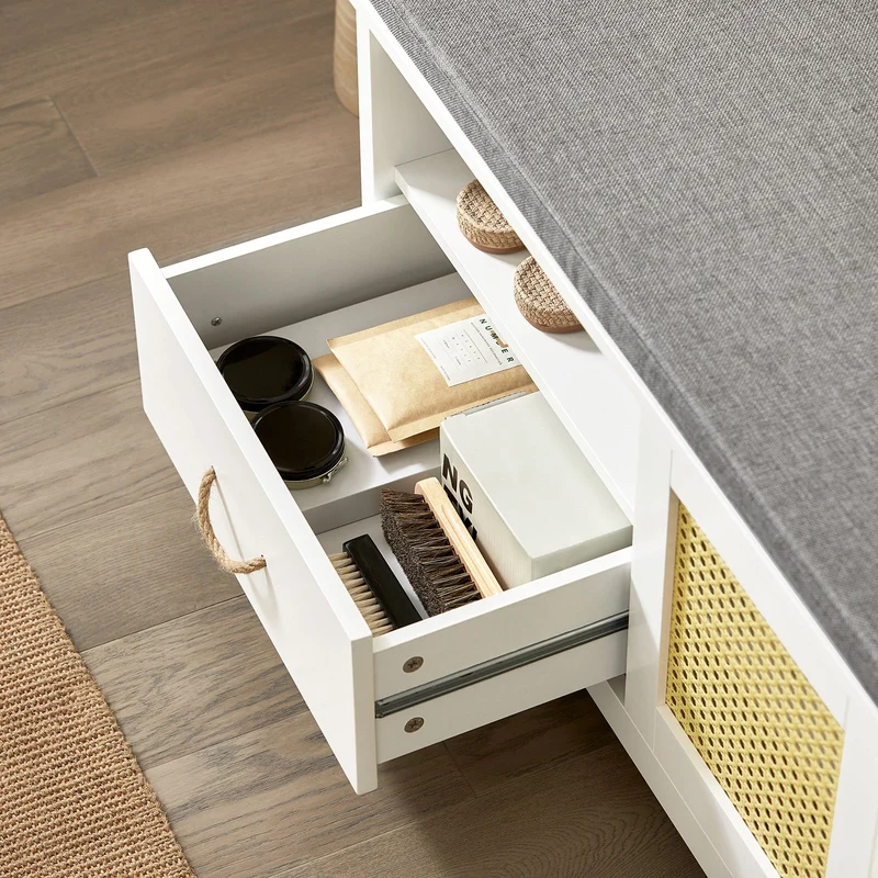SoBuy FSR126-W Banc à Chaussures avec Coussin Rembourré et Rangement pour Entrée Couloir – 81x36x46 cm, Blanc