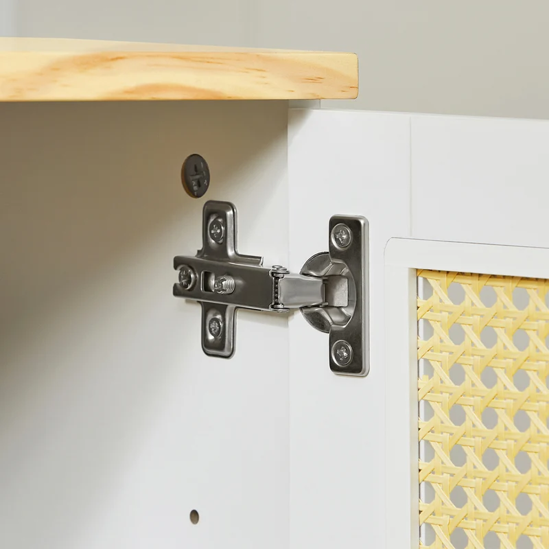 SoBuy FSR103-WN Banc de Rangement, Banc à Chaussures, Meuble d’Entrée, Meuble Bas, Coffre de Rangement avec 2 Portes en Ploy Rotin