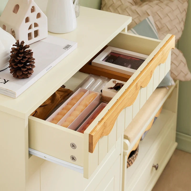 SoBuy FSR124-MI Armoire à Chaussures à Chaussures, Commode à Chaussures sur Pieds, Meuble d'entrée avec 1 Tiroir et 2 Abattants