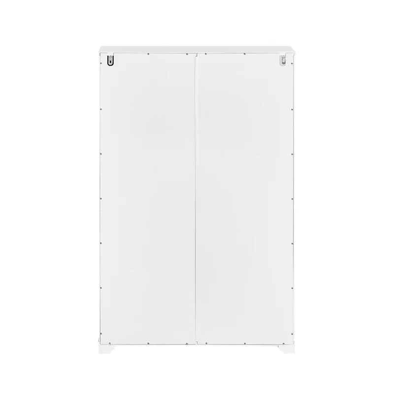 SoBuy FSR111-W Armoire à Chaussures 2 Abattants, 2 Compartiments Ouverts et 1 Porte pour Entrée Couloir, Blanc