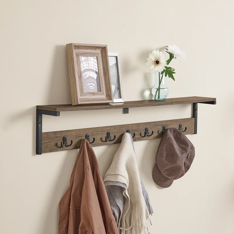 SoBuy FHK27-N Porte Manteau Mural, Étagère de Rangement, Patères Portemanteaux
