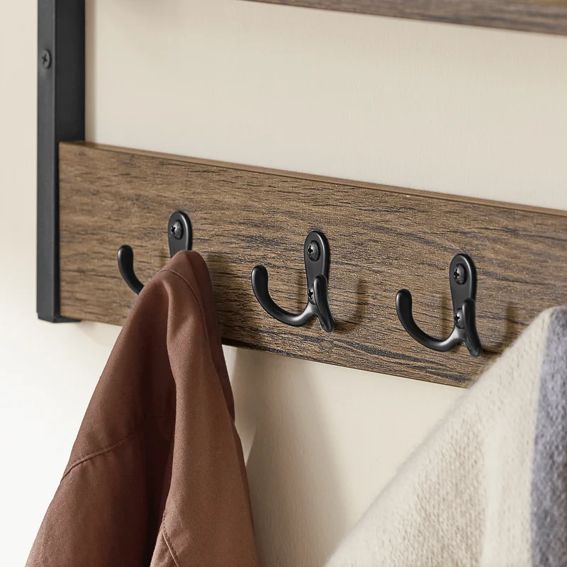 SoBuy FHK27-N Porte Manteau Mural, Étagère de Rangement, Patères Portemanteaux