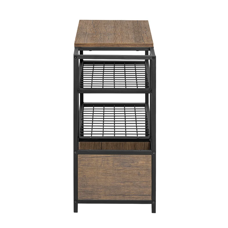 SoBuy FSR112-N Étagère à Chaussures 4 Niveaux, Meuble à Chaussures, Porte-Chaussures avec 3 Étagères, 1 Grand Dessus pour Sacs et 1 Porte-parapluie