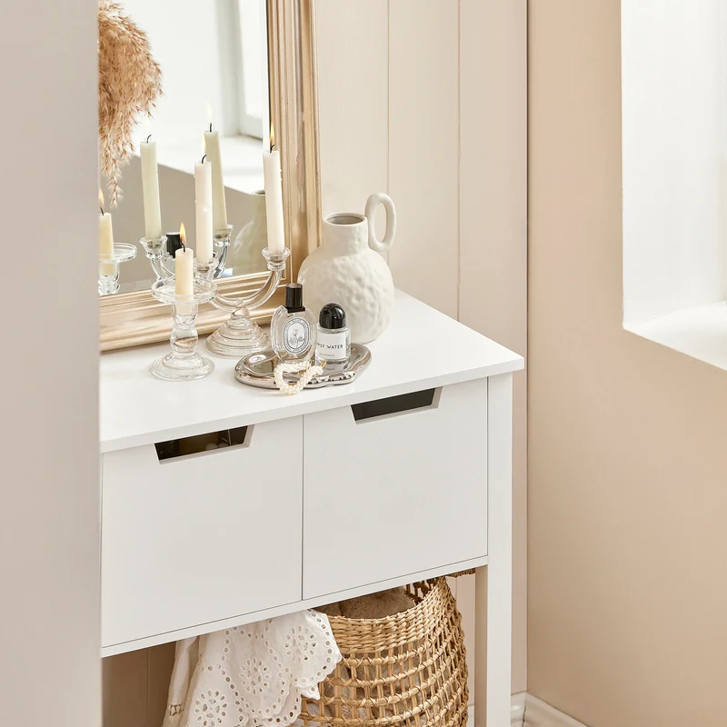 SoBuy FSB51-W Table Console, Table d'Entrée, Bout de Canapé avec 3 tiroirs et 1 étagère, pour Entrée, Chambre, Salon, Coiffeuse