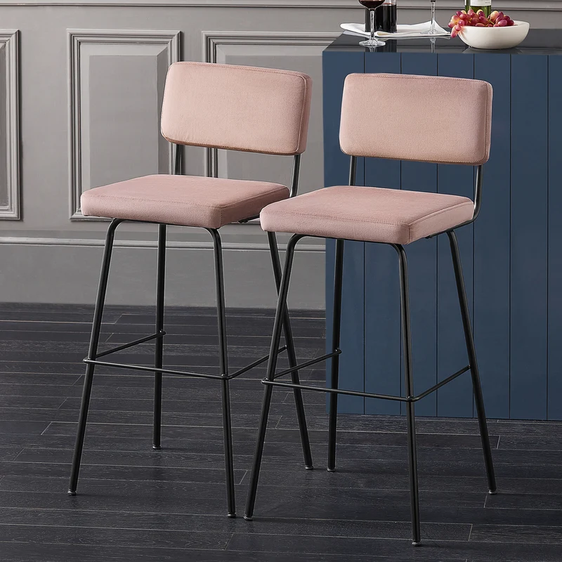 SoBuy FST90-Px2 Lot de 2 Tabourets de Bar Design Tabouret Haut de Bistrot avec Dossier et Repose-Pieds, Tabouret de Comptoir, Chaise de Bar