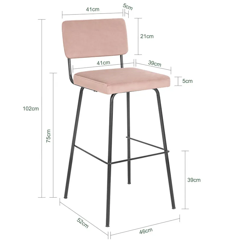 SoBuy FST90-Px2 Lot de 2 Tabourets de Bar Design Tabouret Haut de Bistrot avec Dossier et Repose-Pieds, Tabouret de Comptoir, Chaise de Bar