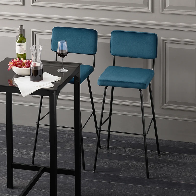 SoBuy FST90-Bx2 Lot de 2 Tabourets de Bar Design Tabouret Haut de Bistrot avec Dossier et Repose-Pieds, Tabouret de Comptoir, Chaise de Bar
