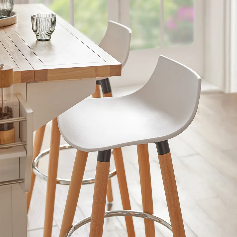 SoBuy FST86-W Tabouret de Bar Tabouret Haut de Bistrot Chaise de Bar avec Repose-Pieds et Dossier