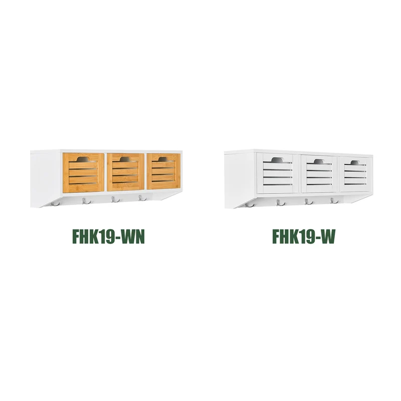 SoBuy FHK19-W Porte-manteau Étagère murale Meuble d’Entrée Patères Étagère Suspendue Vestiaire avec 3 paniers et 4 crochets 80x20x25 cm
