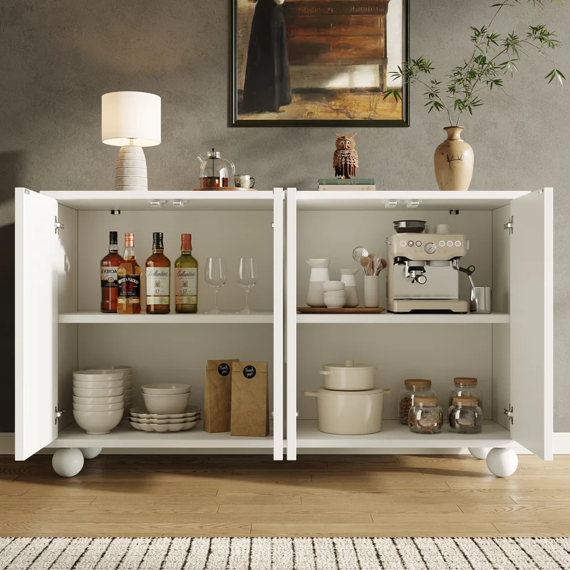 Buffet moderne blanc motif U 120x35x71cm ALIGNLNE