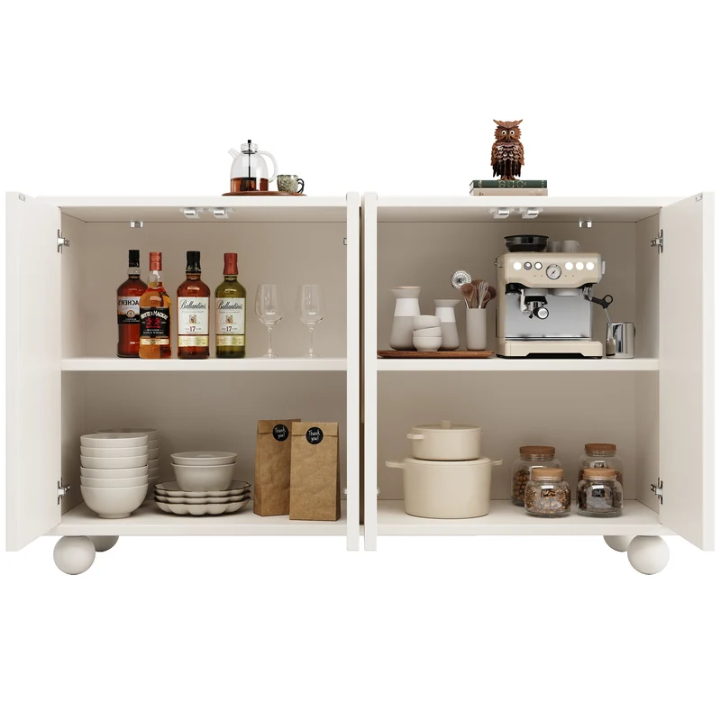Buffet moderne blanc motif U 120x35x71cm ALIGNLNE
