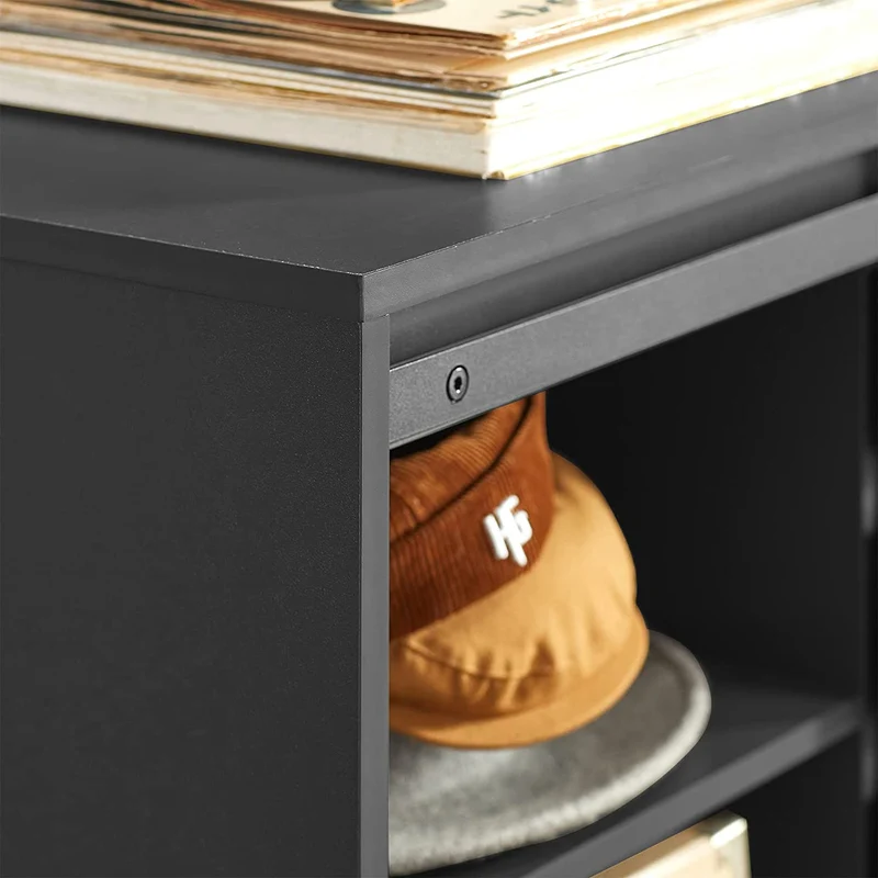 SoBuy FSB65-HG Buffet Meuble de Rangement avec Porte de Grange Coulissante, Commode Multifonction pour Entrée Salon Cuisine – 80x35x89 cm, Gris