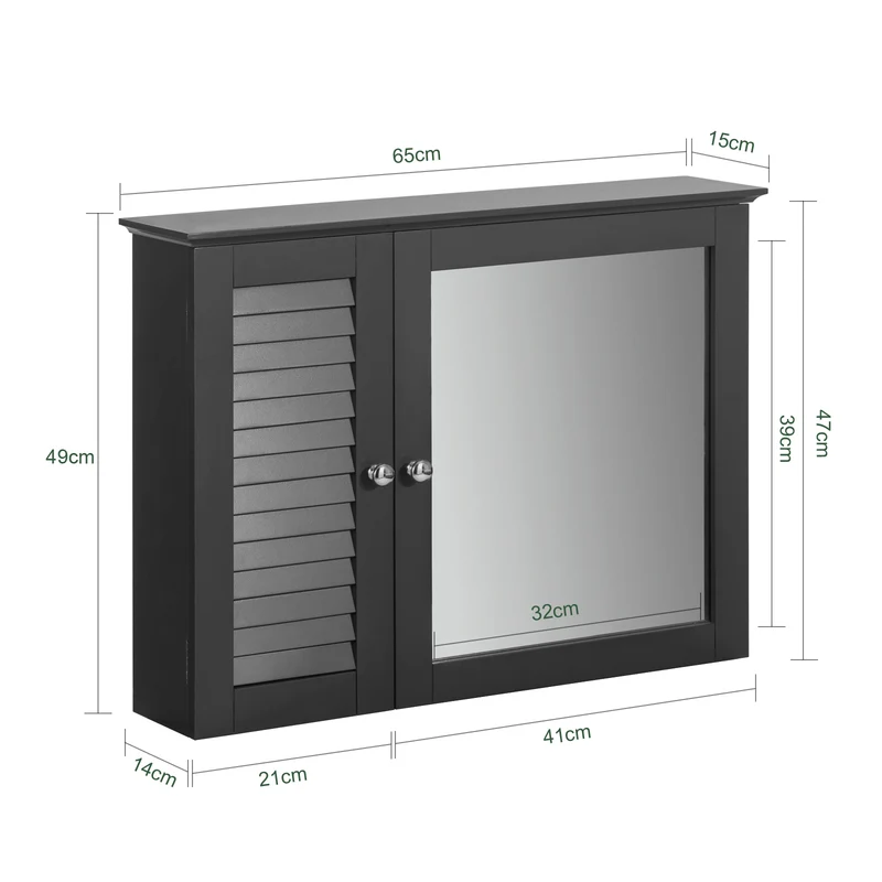 SoBuy BZR55-DG Armoire Miroir Meuble Haut de Salle de Bain Armoire Suspendue avec Porte Miroir Commode Meuble de Range