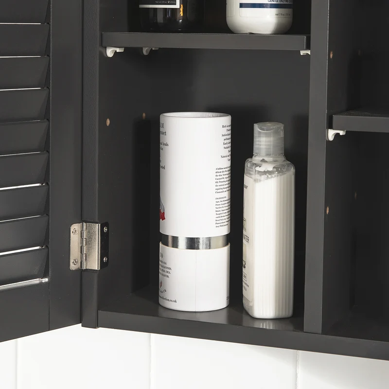 SoBuy BZR55-DG Armoire Miroir Meuble Haut de Salle de Bain Armoire Suspendue avec Porte Miroir Commode Meuble de Range