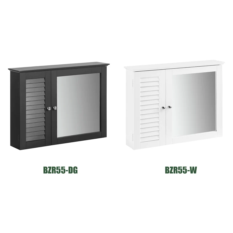 SoBuy BZR55-DG Armoire Miroir Meuble Haut de Salle de Bain Armoire Suspendue avec Porte Miroir Commode Meuble de Range