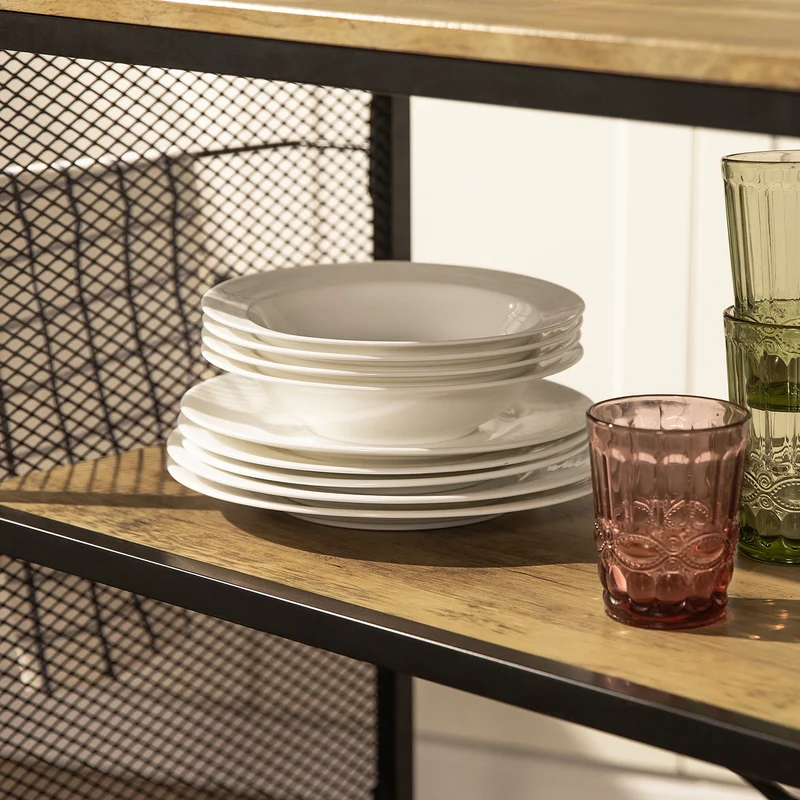 SoBuy SVW05-N Chariot de Bar Desserte de Style Industriel Desserte à 3 Niveaux avec roulettes Étagère de Cuisine