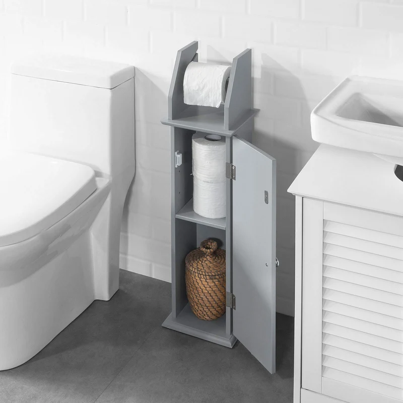 SoBuy BZR53-HG Support Papier Toilette Armoire Toilettes Porte Brosse WC