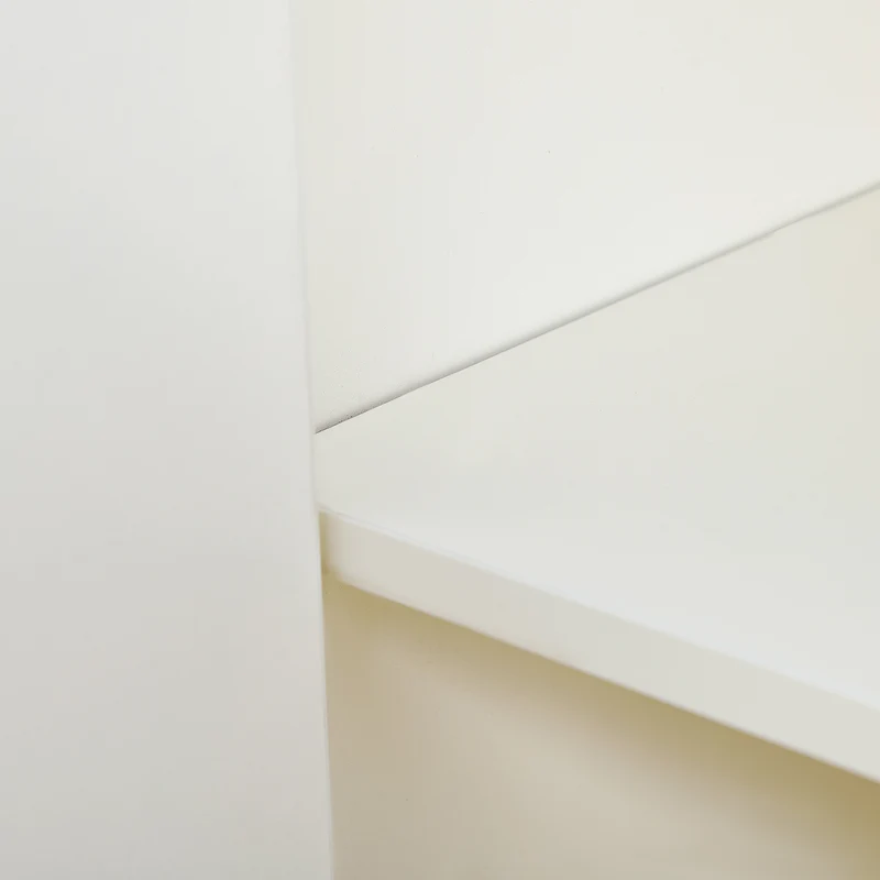Buffet blanc 2 tiroirs à façades rainurées, 4 portes et poignées dorées 160x40x82cm CLASSICBARSET