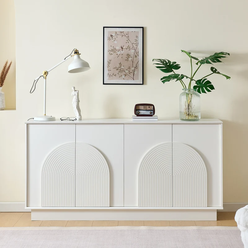 Buffet blanc moderne design arqué 4 portes 160x38x80cm BRACT