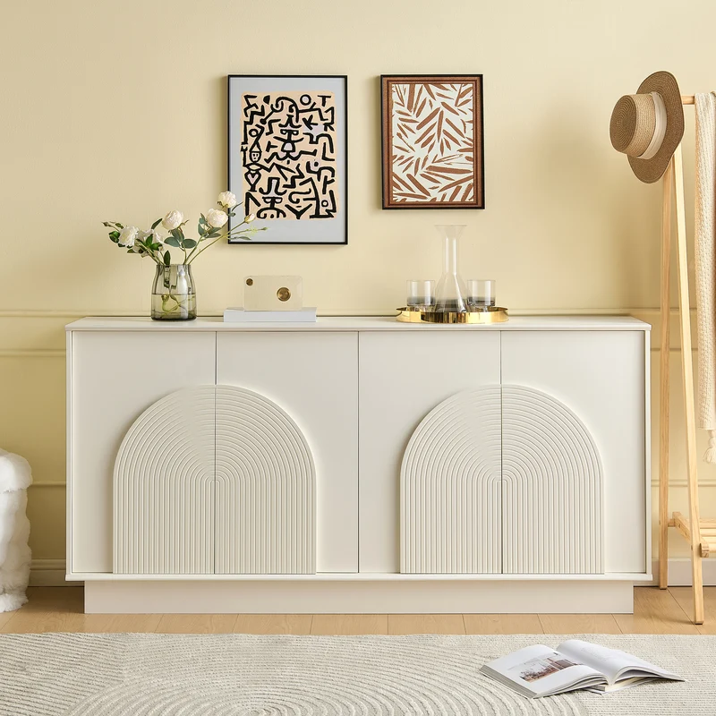 Buffet blanc moderne design arqué 4 portes 160x38x80cm BRACT