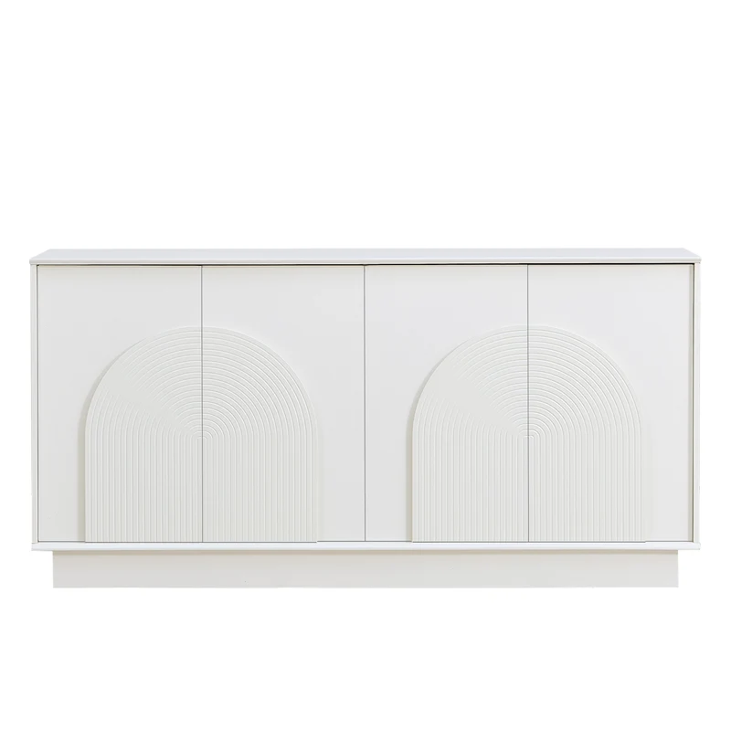 Buffet blanc moderne design arqué 4 portes 160x38x80cm BRACT