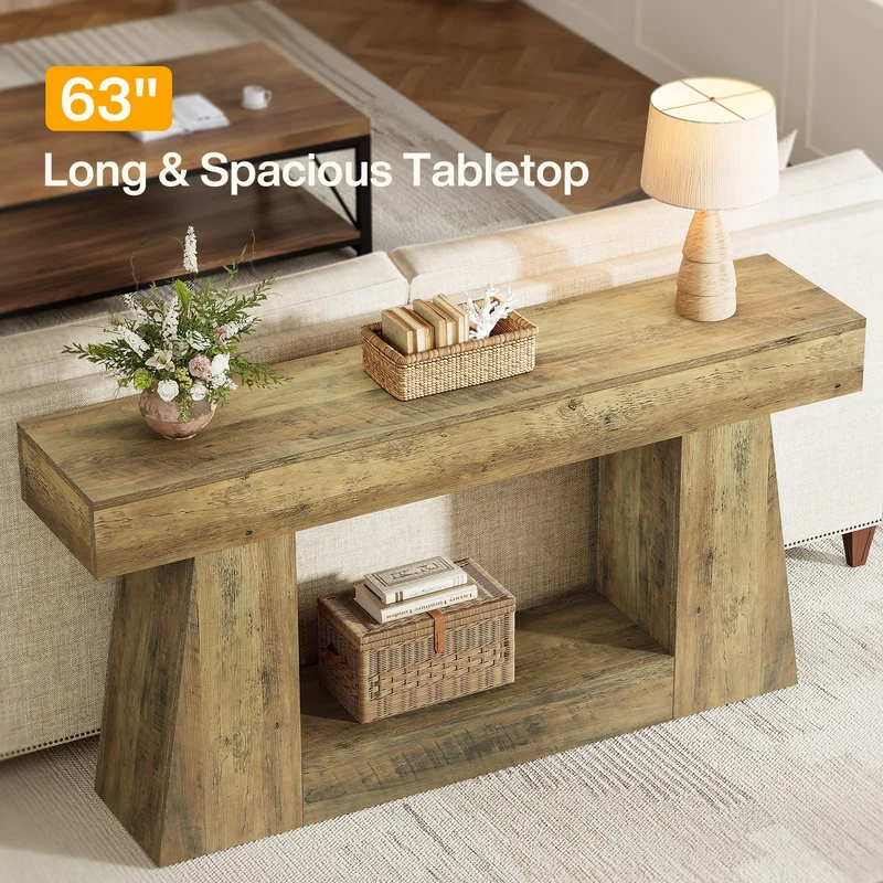 Tribesigns Console de 160 cm, Table d'appoint en bois Table de salon