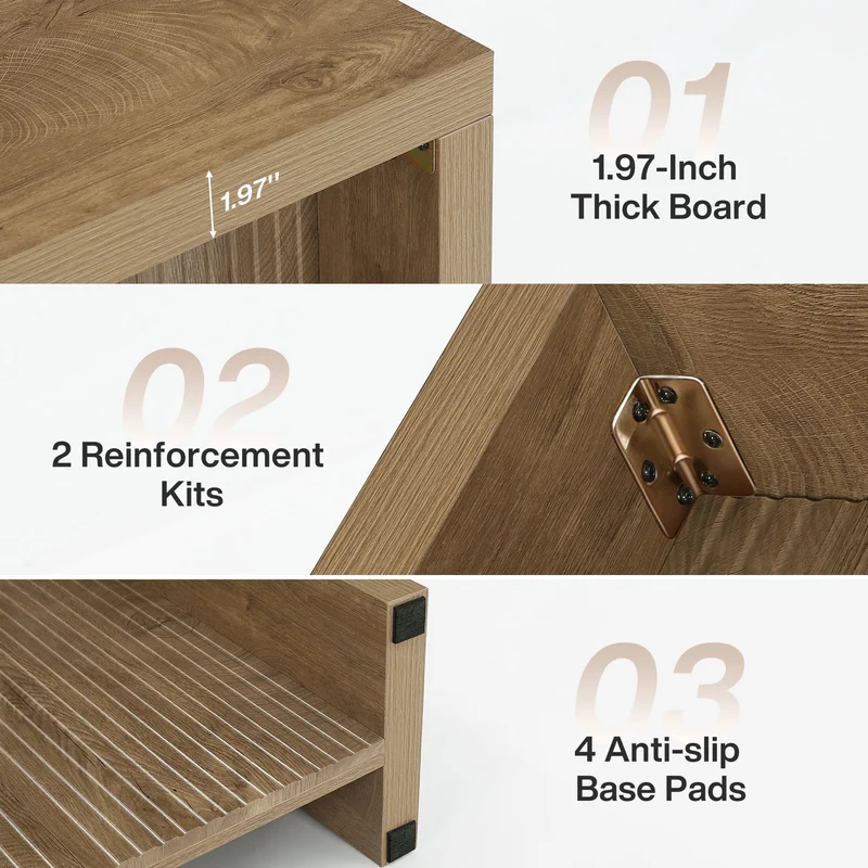 Console rustique de 160 cm, Table d'entrée en bois avec motif côtelé pour couloir