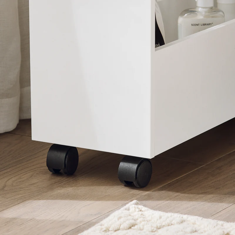 SoBuy BZR46-W Chariot de Rangement Mobile sur 3 Niveaux Étagère de Niche à Roulettes en Bois et métal
