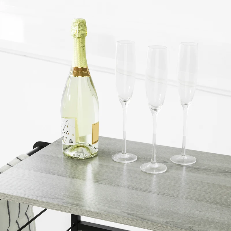 SoBuy SVW16-HG Chariot de Bar Desserte de Style Industriel, pour Four à Micro-Ondes, avec 3 étagères et 1 poignée
