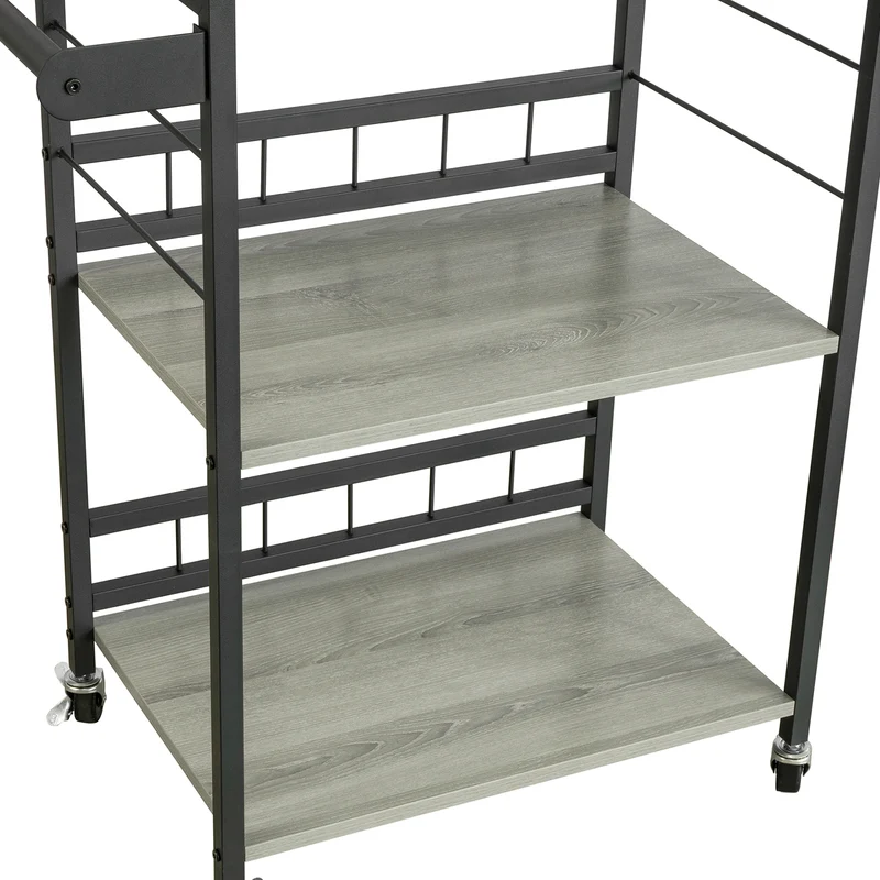 SoBuy SVW16-HG Chariot de Bar Desserte de Style Industriel, pour Four à Micro-Ondes, avec 3 étagères et 1 poignée
