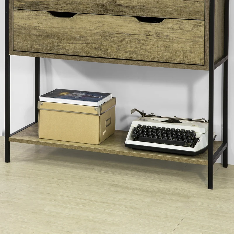 SoBuy FSB40-T Table Console Meuble d'entrée avec 2 tiroirs Buffet Placard à 3 Niveaux