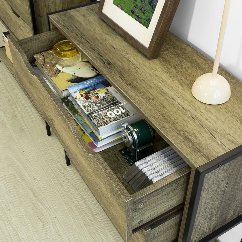 SoBuy FSB39-T Table Console Meuble d'entrée avec 2 tiroirs Buffet Placard à 2 Niveaux