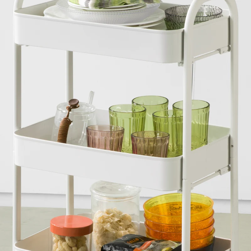 SoBuy SVW11-W Chariot de Rangement à 3 Niveaux Mobile à 3 Etagères en Métal