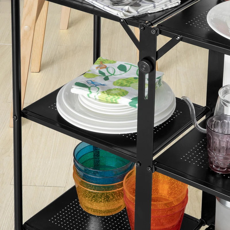 SoBuy SVW02-Sch Desserte de Cuisine Pliante Chariot de Bar Desserte à Roulettes