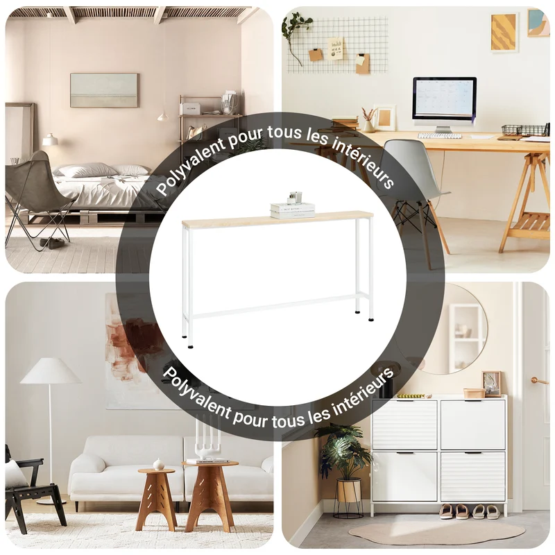 SoBuy FSB19-Z Console Entrée Meuble Couloir Étagère Arrière Canapé – Structure Métal Robuste, Design Moderne Ultra Fin – Idéal pour Salon, Chambre, Entrée – 120x20x65cm
