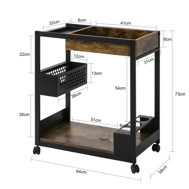 SoBuy SVW07-SCH Chariot de Bar Desserte à roulettes Chariot de Service Cuisine Commode Roulant