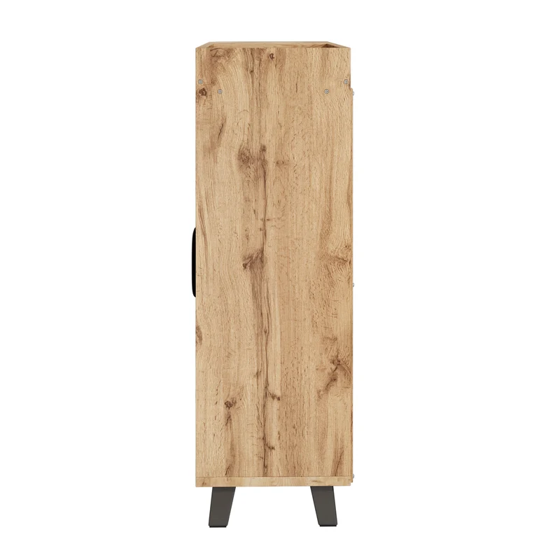 Meuble à chaussures effet bois double portes pieds noirs 80x32x99cm BIRCHCEILING