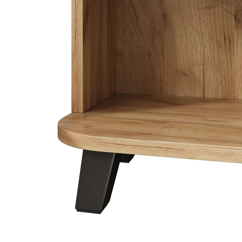 Meuble à chaussures effet bois double portes pieds noirs 80x32x99cm BIRCHCEILING