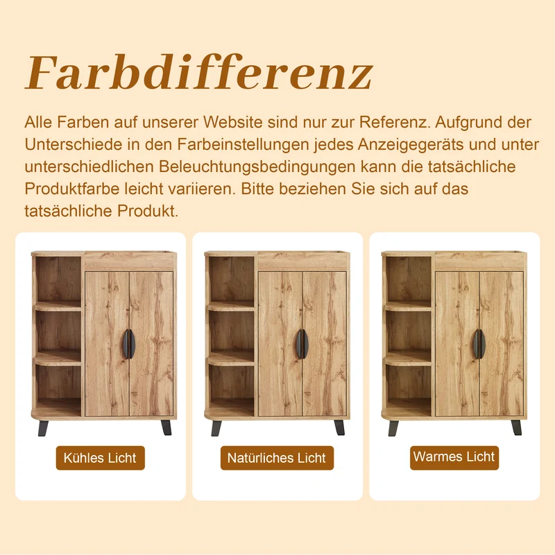 Meuble à chaussures effet bois double portes pieds noirs 80x32x99cm BIRCHCEILING