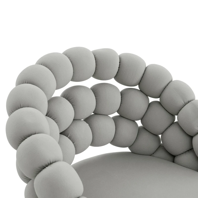 Lot de 2 tabourets de bar en velours gris clair dossier tréssé chaîne, hauteur réglable, pied doré BOOKCASEELITE